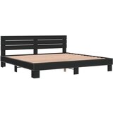  Okvir za krevet crni 200 x 200 cm konstruirano drvo i metal | shoptok.hr