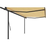 vidaXL Tenda na ručno uvlačenje sa stupovima 5 x 3,5 m žuto-bijela | shoptok.hr
