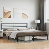 Maison Chic Kovinski Posteljni okvir - Dvoposteljna postelja - Zakonska postelja z vzglavjem črn 193x203 cm, (21693850) | Shoptok.si