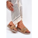 Boto Women's Slippers With Gold Detail On Platform With Glitter Camel Eanes | shoptok.hr