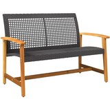  Vrtna klupa crna 112 cm od poliratana i bagremovog drva | Eponuda.com