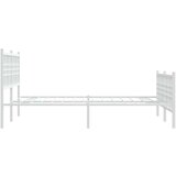 vidaXL Kovinski posteljni okvir z vzglavjem in vznožjem bel 120x200 cm | Shoptok.si