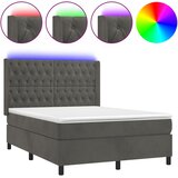  box spring s madracem LED tamnosivi 140x200 cm baršun | shoptok.hr