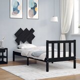 vidaXL Posteljni okvir z vzglavjem črn 2FT6 trden les | Shoptok.si