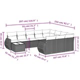 vidaXL 11-dijelni set vrtnih sofa od poliratana s jastucima smeđi | shoptok.hr