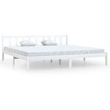 vidaXL Posteljni okvir bel iz trdne borovine 200x200 cm | Shoptok.si