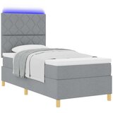  LED Box Spring Krevet Svijetlo siva 90 x 190 cm tkanina | shoptok.hr