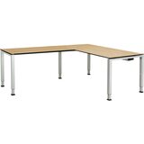 mauser pisalna miza, kotna, spodnji del iz kvadratne/okrogle cevi, vxšxg 650 - 850 x 1600 x 800 mm, plošča s polnim jedrom, kotni element na levi stra | Shoptok.si