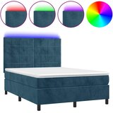  Krevet box spring s madracem LED tamnoplavi 140x190 cm baršun | shoptok.hr