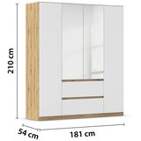 Rauch Möbel omara s klasičnimi vrati, srebrne barve, bela, hrast artisan | Shoptok.si