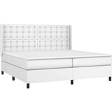  Box spring postelja z vzmetnico LED bela 200x200cm umetno usnje, (20761185) | Shoptok.si