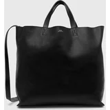 A.P.C. Kožna torba Cabas Maiko Medium Horizontal boja: crna, PXBOK.M61770.LZZ