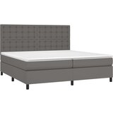 vidaXL box spring postelja z vzmetnico siva 200x200 cm umetno usnje, (20761105) | Shoptok.si