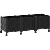 Vrtni saksija s kotačima Crna 120 x 40 x 44 cm PP | shoptok.hr