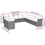  11-dijelni set vrtnih sofa od poliratana s jastucima sivi | shoptok.hr