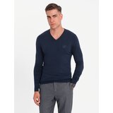 Ombre Elegant men's sweater with a v-neck - navy blue Cijene