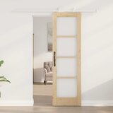  Klizna vrata ORKDAL 61 x 198,5 cm Masivna borovina i staklo Smeđa | Shoptok.si