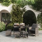 The Living Store Vrtna jedilna garnitura 9-delna z blazinami poli ratan siva - Vrtna Jedilna Garnitura, (21474445) | Shoptok.si