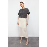 Trendyol Stone Midi Lined Openwork/Perforated Knitwear Skirt cene