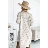 numoco basic Women's cardigan with a longer back - beige | Shoptok.si