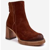 Kesi Women's suede boots with high heels Brown Lemar Remilda | shoptok.hr