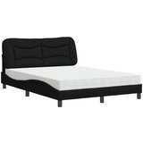  Postelja z vzmetnico črna 140x200 cm blago | Shoptok.si
