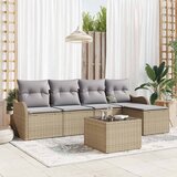  Sjedeća garnitura za vrt 6 kom. Bež poliratan 55 x 55 x 37 cm | Shoptok.si