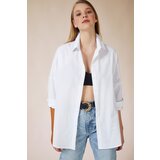  Women's White Oversize Long Basic Shirt Cijene
