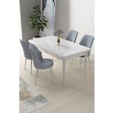 Hanah home Nil - White, Grey WhiteGrey Dining Table & Chairs Set (5 Pieces) | ePonuda.com