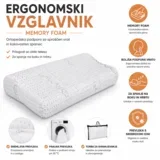Ergonomski vzglavnik Memory Foam za spanje na boku in hrbtu