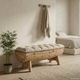  Klupa za pohranu od masivnog drva i tkanine 103 x 51 x 44 cm | Eponuda.com