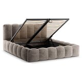 Micadoni Svetlo rjava oblazinjena zakonska postelja s prostorom za shranjevanje z letvenim dnom 200x200 cm Lupine – Home | Shoptok.si