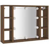 Ormarić s ogledalom LED boja smeđeg hrasta 76 x 15 x 55 cm | shoptok.hr