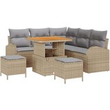  8-delni Vrtni Sofe Set z Blazinami Bež Poli Ratan Acacia | Shoptok.si