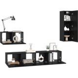 vidaXL TV Kabinet za Zid s policom Ostalo s pohranom s vratima 4 pcs Crni hrast | shoptok.hr