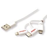 Roline USB kabel USB 2.0 USB-A vtič\, Apple Lightning vtič \, USB-mikro-B vtič\, USB-C® vtič 1.00 m bela 11.02.8329, (20416165) | Shoptok.si
