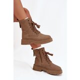 Boto Women's Ankle Boots Workers With Zipper Dark Beige Tirina | shoptok.hr