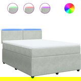  Krevet s oprugama i madracem svjetlosivi 140x190 cm baršunasti | shoptok.hr