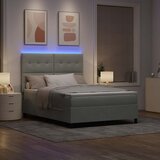  LED Box Spring Krevet Svijetlo siva 140 x 200 cm Baršun Svjetlosiva | shoptok.hr