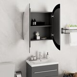  Kupaonski ormarić s okruglim ogledalom LED Siva 54x54x17,5 cm | shoptok.hr