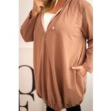 Kesi Women's Plus Size cotton hoodie with a zipper cappuccino | shoptok.hr