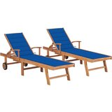  Ležalniki 2 kosa s kraljevsko modro blazino trdna tikovina, (20663146) | Shoptok.si