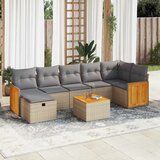 Maison Chic Seti vrtnega pohištva - Vrtna garnitura - Vrtni pohištvo set 8-delna z blazinami bež poli ratan, (21799609) | Shoptok.si
