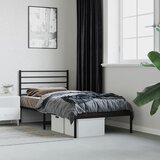 Maison Chic Kovinski Posteljni okvir - Enojna postelja - Postelja za odrasle z vzglavjem črn 100x190 cm, (21694073) | Shoptok.si