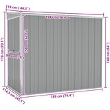  Zidno vrtno spremište sivo 118 x 194 x 178 cm pocinčani čelik | shoptok.hr