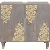 vidaXL Ormarić za umivaonik Siva 62 x 33 x 58 cm Čvrsto drvo manga | shoptok.hr