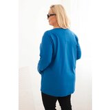 Kesi Plus Size women's blouse with a V-neck and long sleeves cobalt blue | Shoptok.si