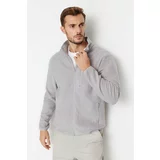 Trendyol Men's Gray Regular/Normal Fit Zipper Detail High Neck Warm Thick Fleece Sweatshirt