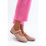 Boto Beige Buckled Faux Suede Ballerina Flats Anlofi | shoptok.hr