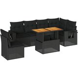  7-dijelni set vrtnih sofa od poliratana s jastucima crni Slike